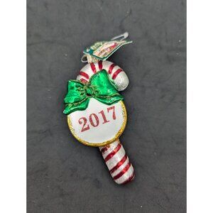 Old World Christmas Tree Glistening Candy Cane Ornament 2017 Hand Blown Glass